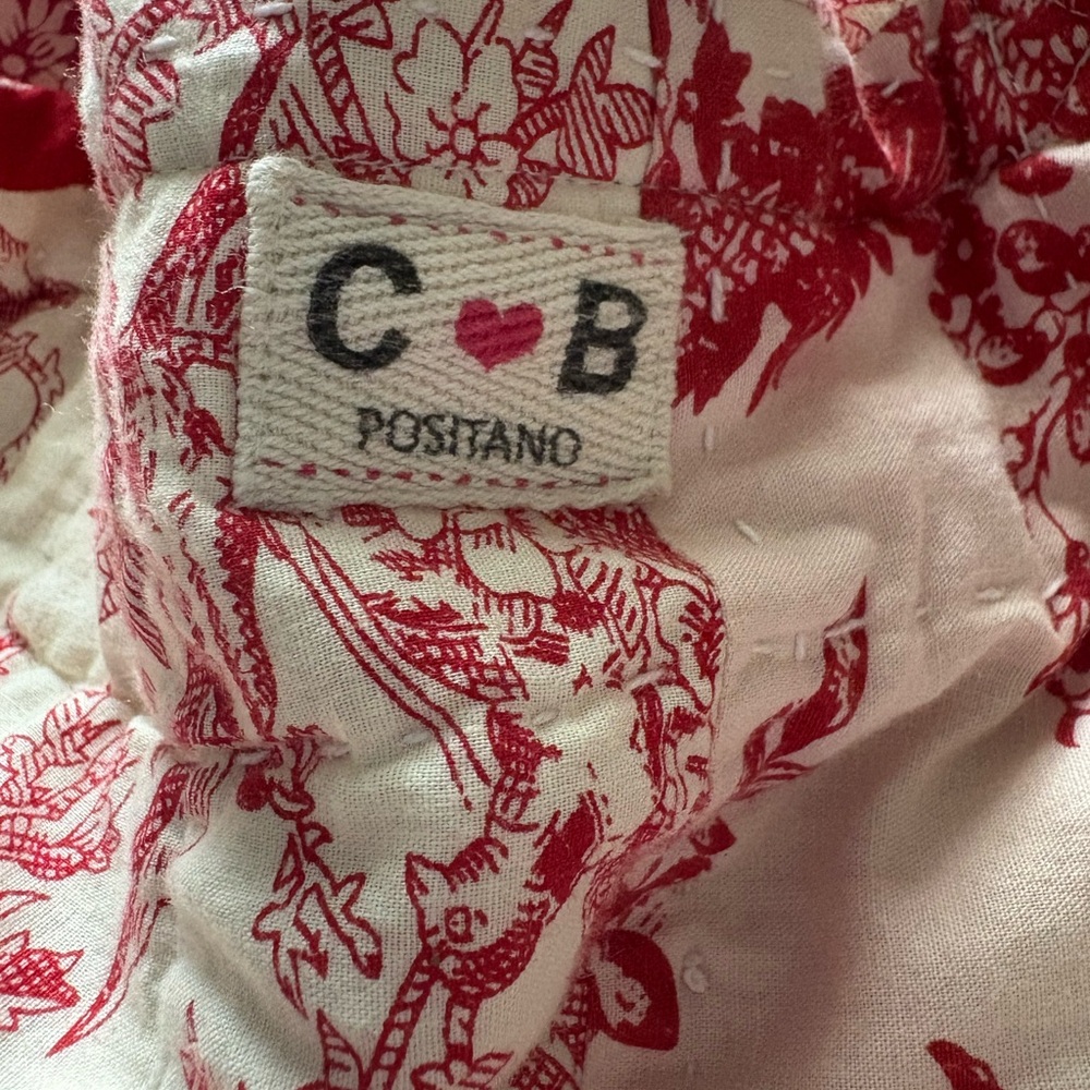 C B Positano Red and White Floral Fabric Shoulder Bag